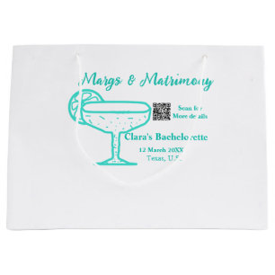 Turquoise Margs & Matrimony Bachelorette party Large Gift Bag