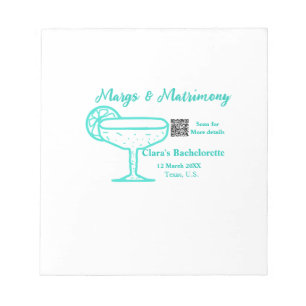 Turquoise Margs & Matrimony Bachelorette party Notepad