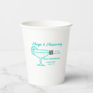Turquoise Margs & Matrimony Bachelorette party Paper Cups