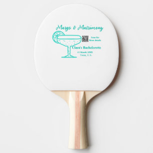 Turquoise Margs & Matrimony Bachelorette party Ping Pong Paddle