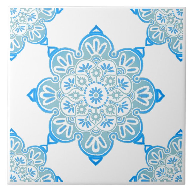 Turquoise Medallion Ceramic Tile (Front)