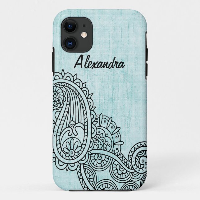 Turquoise Mehndi Motif BT iPhone 5 Case (Back)