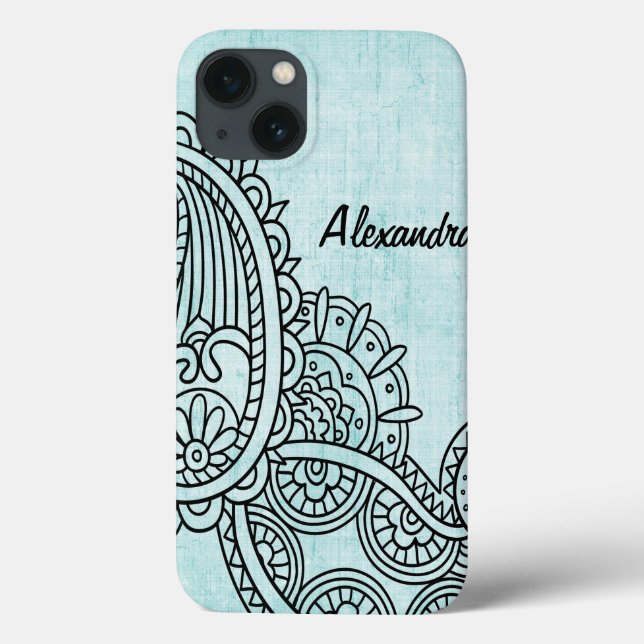 Turquoise Mehndi Motif iPad Case (Back)