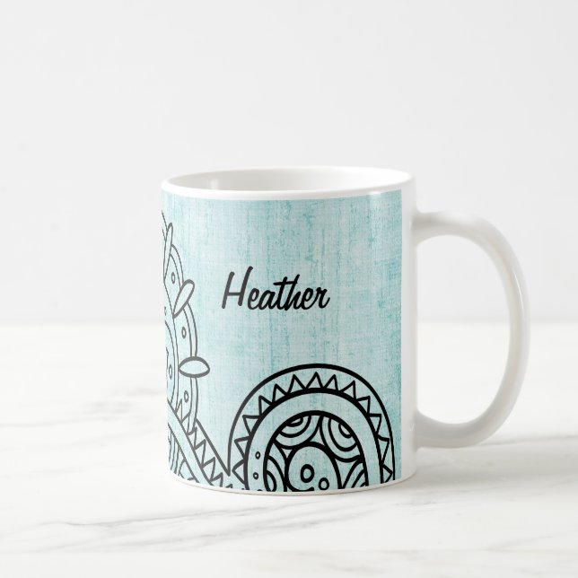 Turquoise Mehndi Motif Mug (Right)