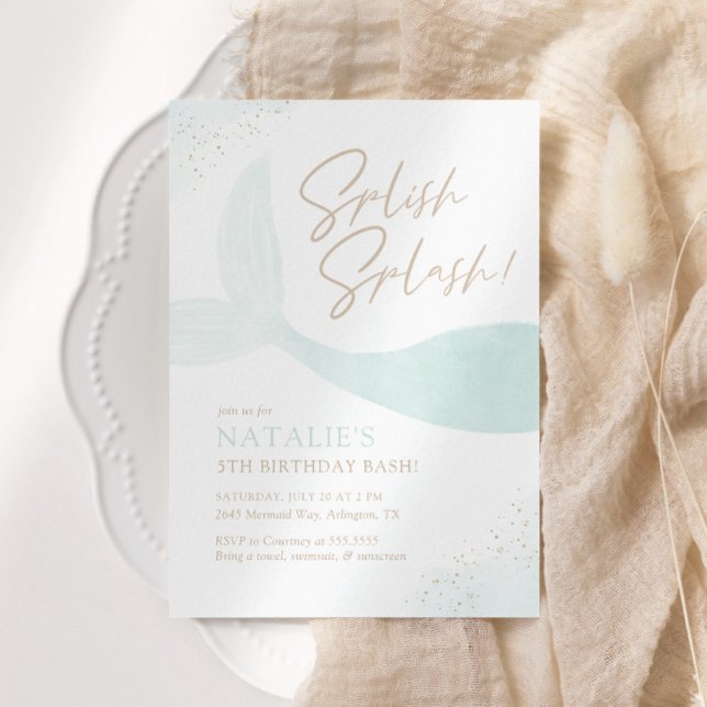 Turquoise Mermaid Girl Birthday Party Invitation (Creator Uploaded)