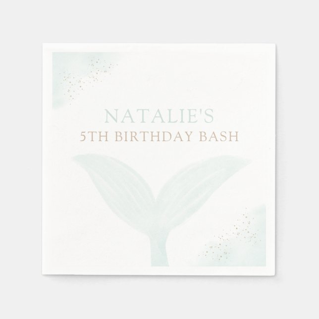 Turquoise Mermaid Girl Birthday Party Napkin (Front)