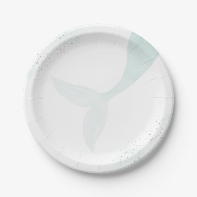 Turquoise Mermaid Girl Birthday Party Paper Plate (Front)