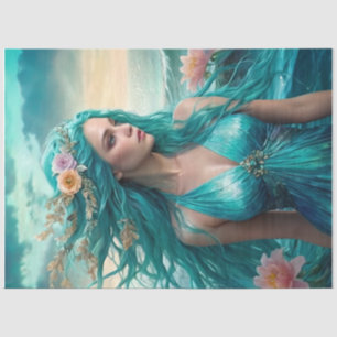 Turquoise Mermaid of the Sea decoupage paper v1