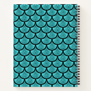 Turquoise mermaid scale with glitter effect notebook