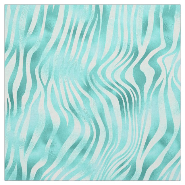 Turquoise Metallic Zebra Print Fabric (Swatch)