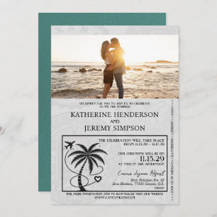 Turquoise Mexico Passport Wedding Invitation
