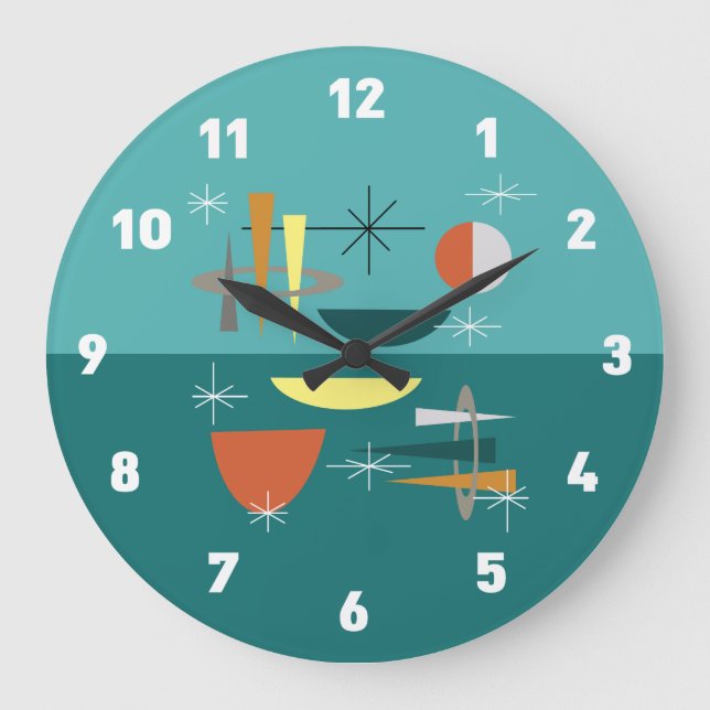 Turquoise Mid Century Modern Large Clock (Front)