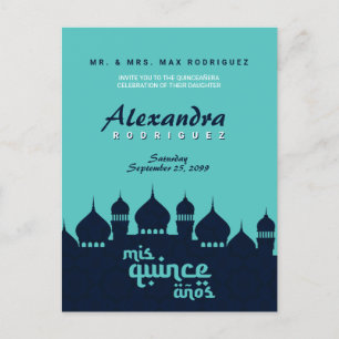 Turquoise Midnight Blue Arabian Nights Quinceañera Postcard
