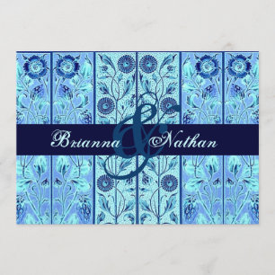 Turquoise & Midnight Damask Wedding Invitation