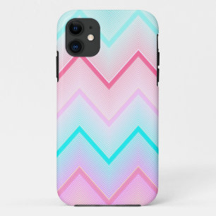 Turquoise, Mint and Coral Chevron pattern iPhone 11 Case