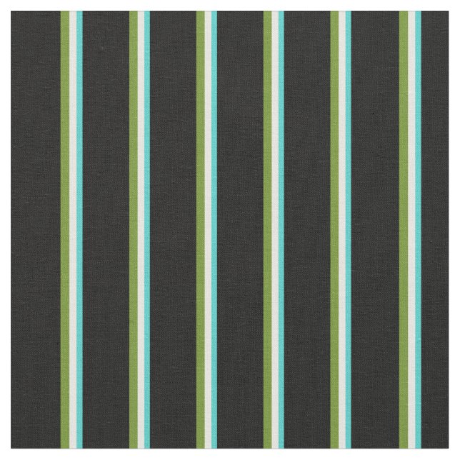 Turquoise, Mint Cream, Green & Black Coloured Fabric (Close Up)