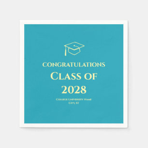 Turquoise Modern Congratulations Graduation Party Napkin