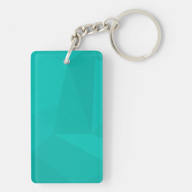 Turquoise, modern, cool, trendy geometric art key ring (Back)