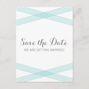 Turquoise Modern Deco Save the Date Postcard