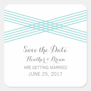 Turquoise Modern Deco Save the Date Stickers