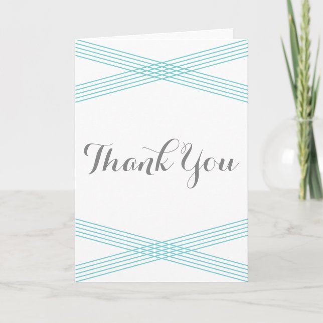 Turquoise Modern Deco Thank You Card (Front)