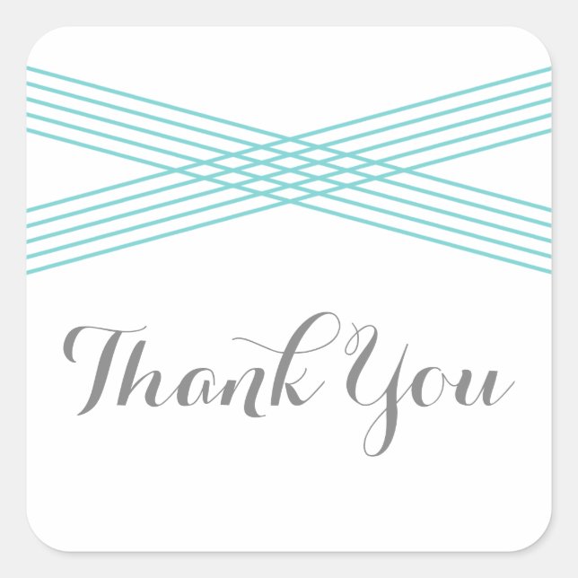 Turquoise Modern Deco Thank You Stickers (Front)