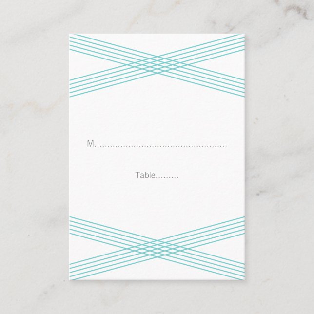Turquoise Modern Deco Wedding Place Cards (Front)