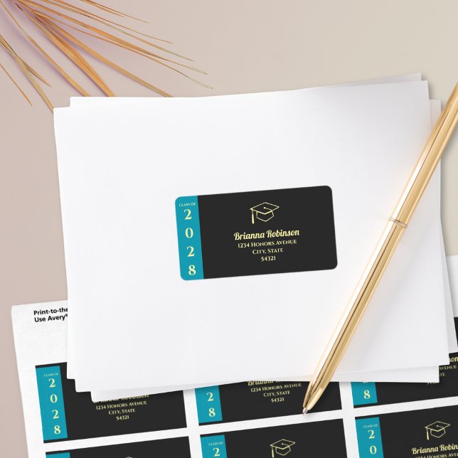 Turquoise Modern Graduation Mailing Address Label (Creator Uploaded)