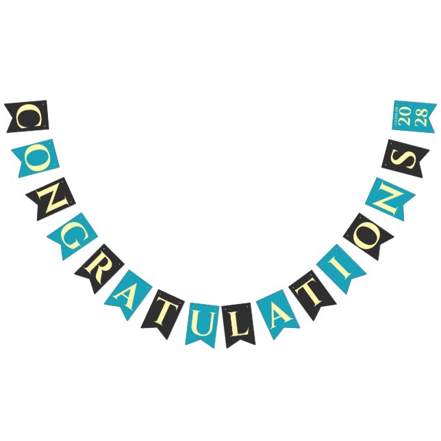Turquoise Modern Graduation Party Congratulations Bunting (All)