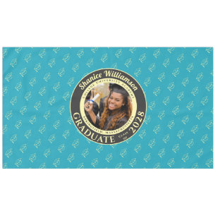 Turquoise Modern Graduation Photo Cap Pattern Tablecloth