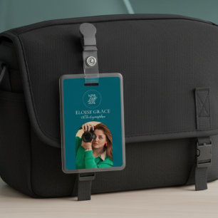Turquoise Modern Logo Photo Photographer Badge ID Badge