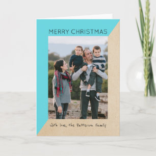 Turquoise Modern Slant Holiday Photo Card