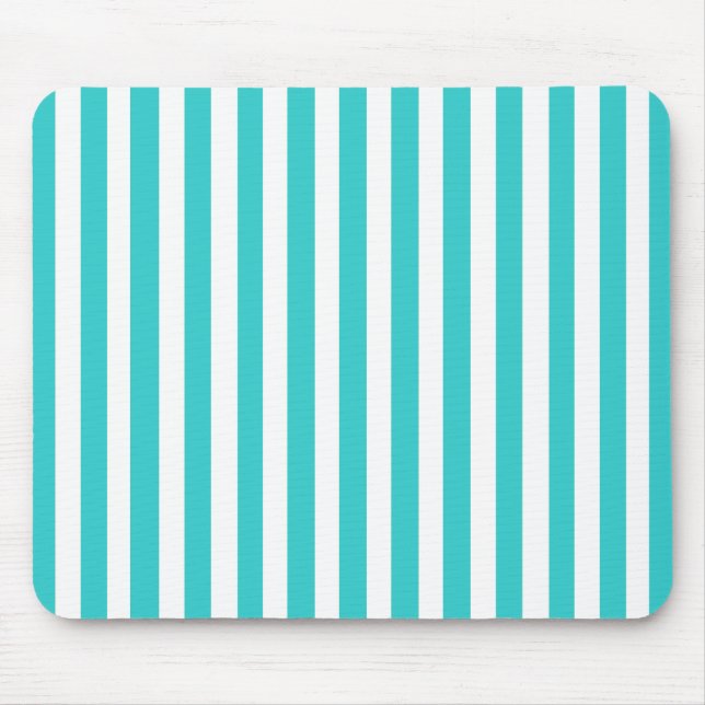 Turquoise Modern Stripes with Fashion Silhouette Mouse Pad (Front)