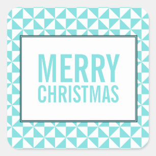Turquoise Modern Triangles Holiday Stickers