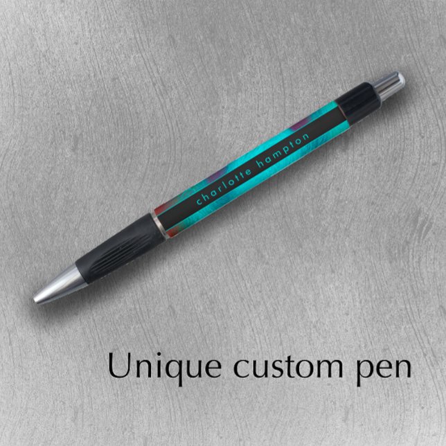 Turquoise Modern Unique Cool Groovy Personalised (Add your name to this original colorful pen. Personalize this modern promotional pen.
)
