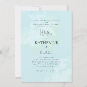 Turquoise Modern Wedding Both Parents Invitation