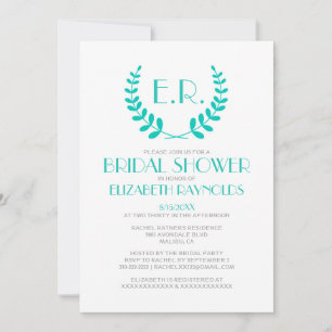 Turquoise Monogram Bridal Shower Invitations