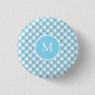 Turquoise Monogram Glitter Bling Pretty 3 Cm Round Badge