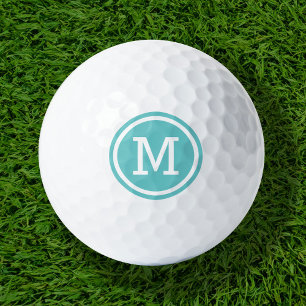 Turquoise Monogram Personalised Golf Balls