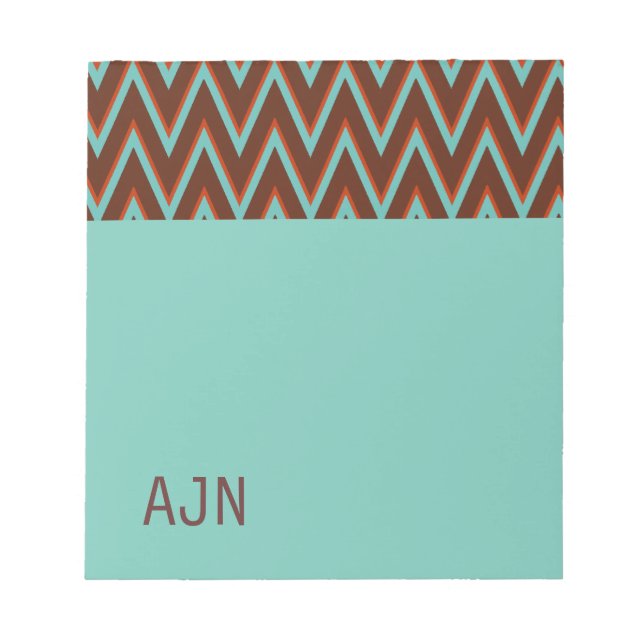 Turquoise  Monogram School Office Notepad Gift (Front)