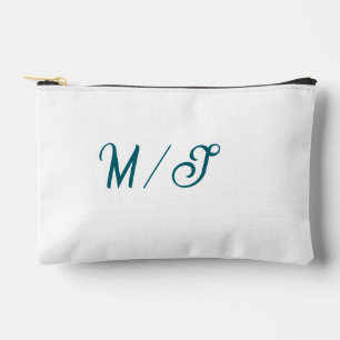 Turquoise monogram wedding couple name simple styl accessory pouch