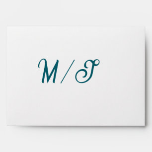 Turquoise monogram wedding couple name simple styl envelope