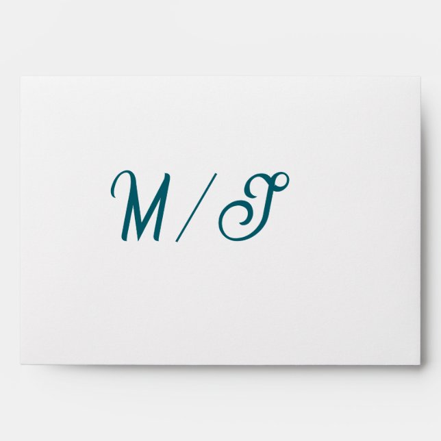Turquoise monogram wedding couple name simple styl envelope (Front)