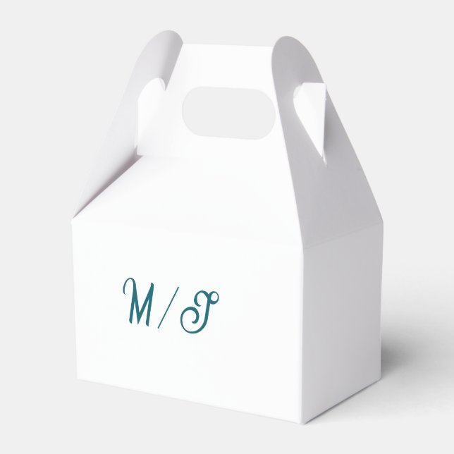 Turquoise monogram wedding couple name simple styl favour box (Front Side)