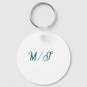 Turquoise monogram wedding couple name simple styl key ring