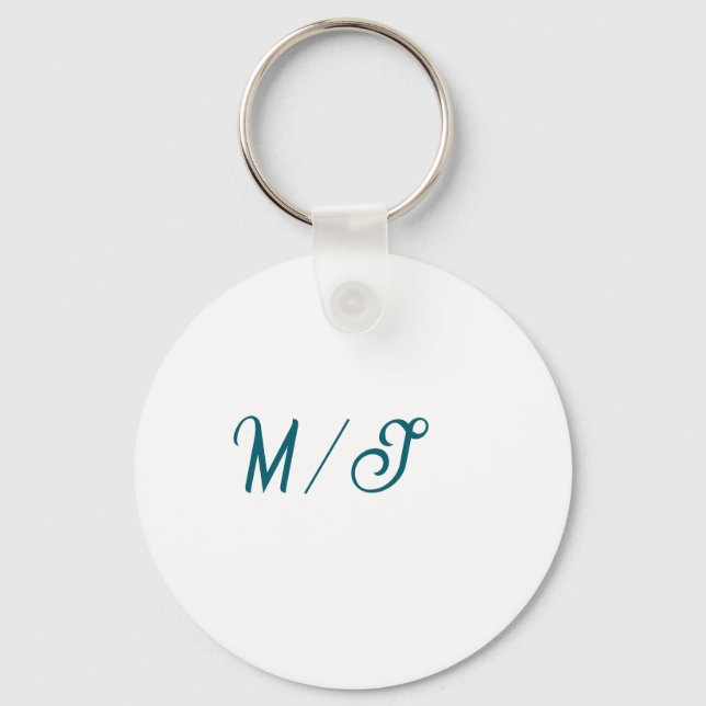 Turquoise monogram wedding couple name simple styl key ring (Front)