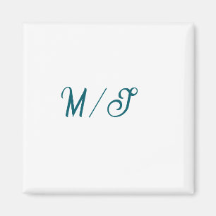 Turquoise monogram wedding couple name simple styl magnet