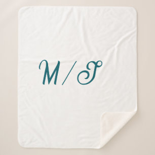 Turquoise monogram wedding couple name simple styl sherpa blanket