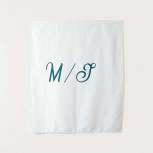 Turquoise monogram wedding couple name simple styl tapestry