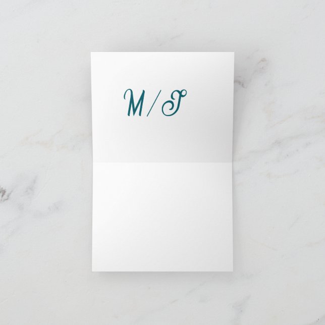 Turquoise monogram wedding couple name simple styl thank you card (Inside)